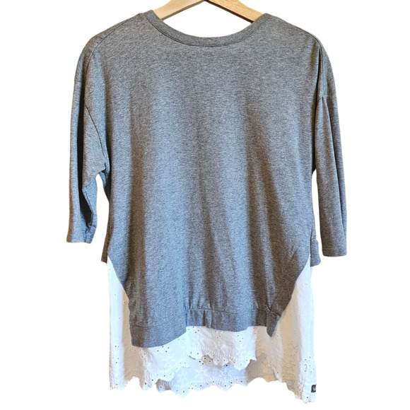 Matilda Jane In The Clouds Gray White Lace Eyelet Tie Back Women's Small - Picture 1 of 10
